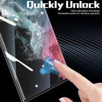 Скрийн протектор удароустойчив NANO FLEXIBLE GLASS 5D Full Screen мек за Samsung Galaxy S22 Ultra 5G S908B с черен кант